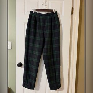 Jones New York Vintage 100% Wool Pants Blackwatch Tartan Plaid Womens 10